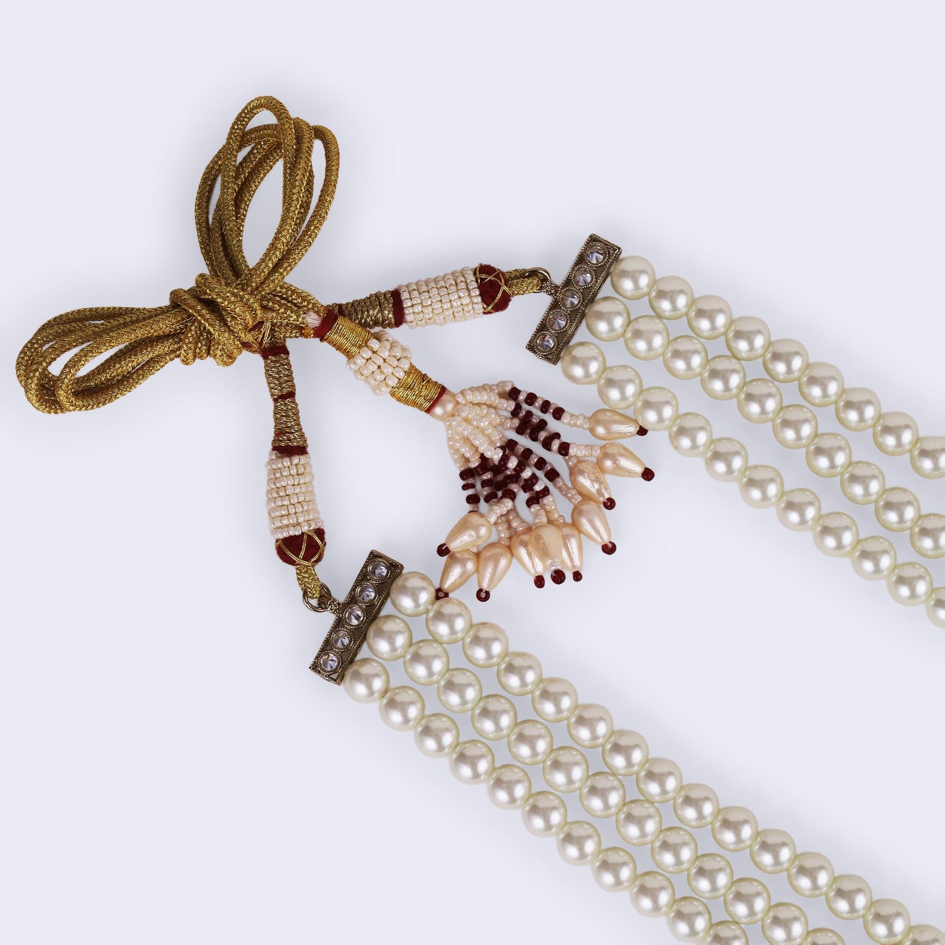 Saloni Fashion Jewellery Royal Pearl 3 Layered Gold Plated Moti Mala Necklace