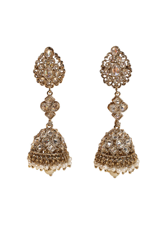Saloni Fashion Jewellery Traditional Oval Shape Antique Gold Plated Brass Jhumki Earring For Women and Girls