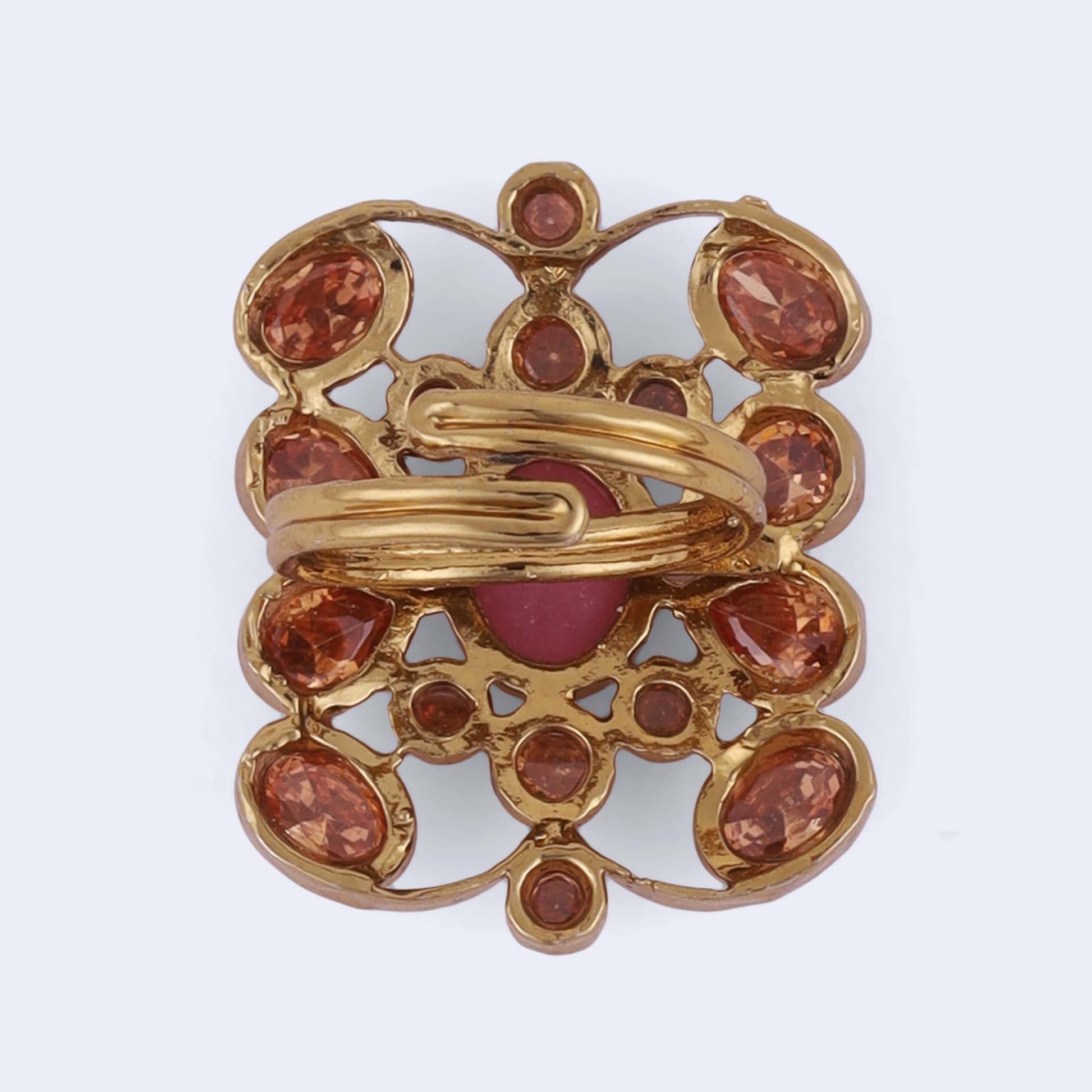 Saloni Fashion Jewellery Pleasant Oval Shape Gold Plated Adjustable Finger Ring For Women