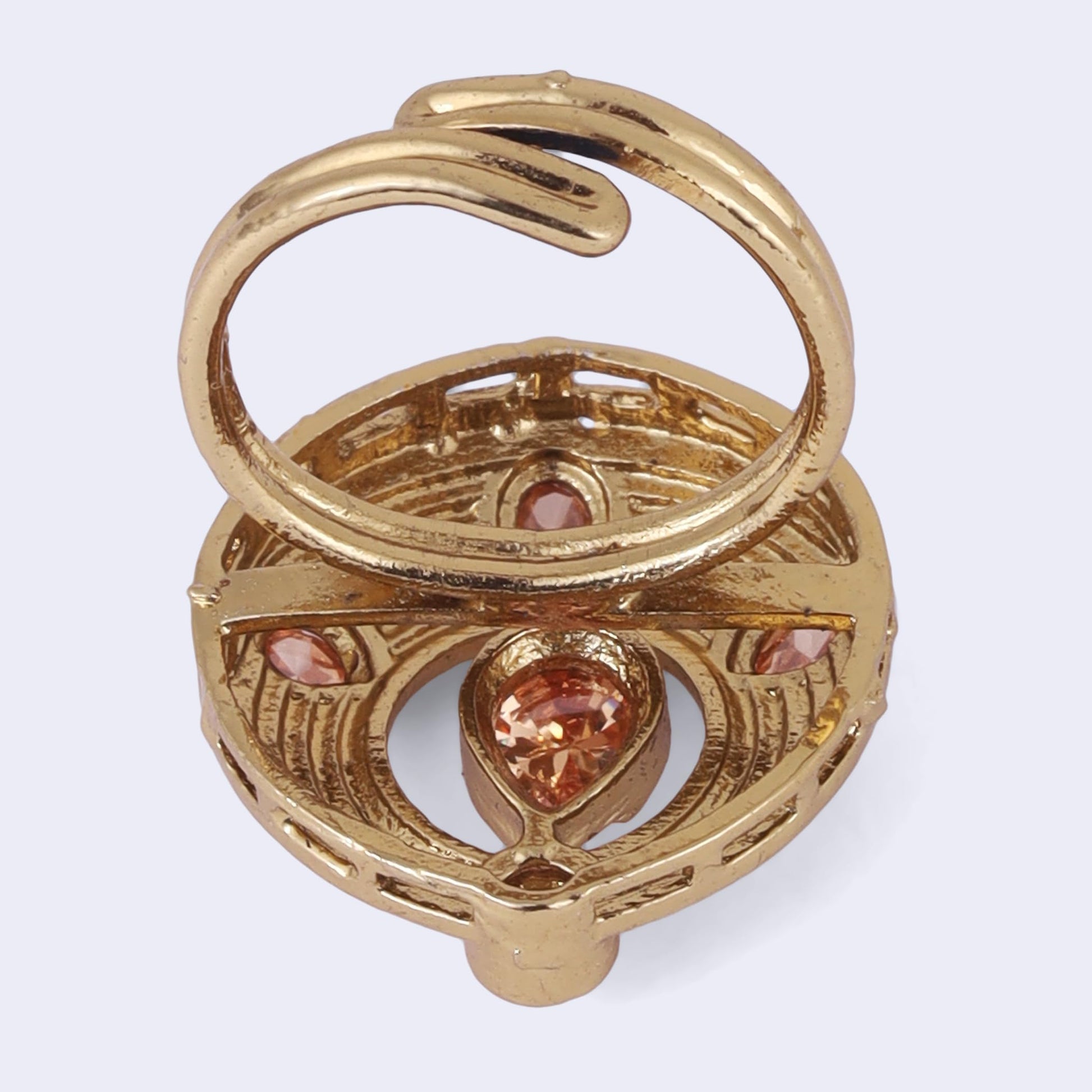 Saloni Fashion Jewellery Luxurious Round and Oval Shape Gold Plated Adjustable Finger Ring For Women
