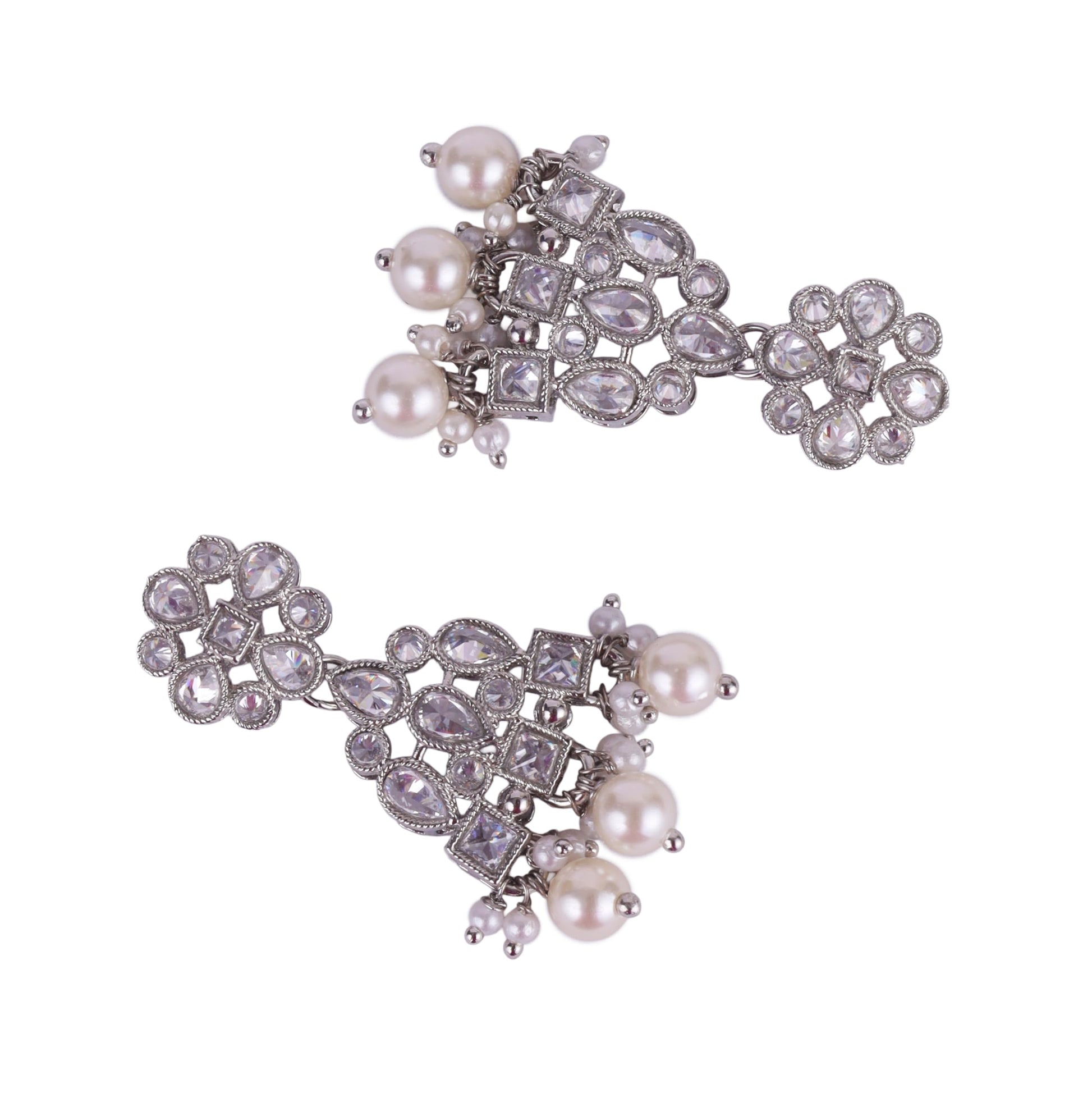 Saloni Fashion Jewellery Pretty Round and Leaf Shape Silver Plated Dangle Earring For Women and Girls