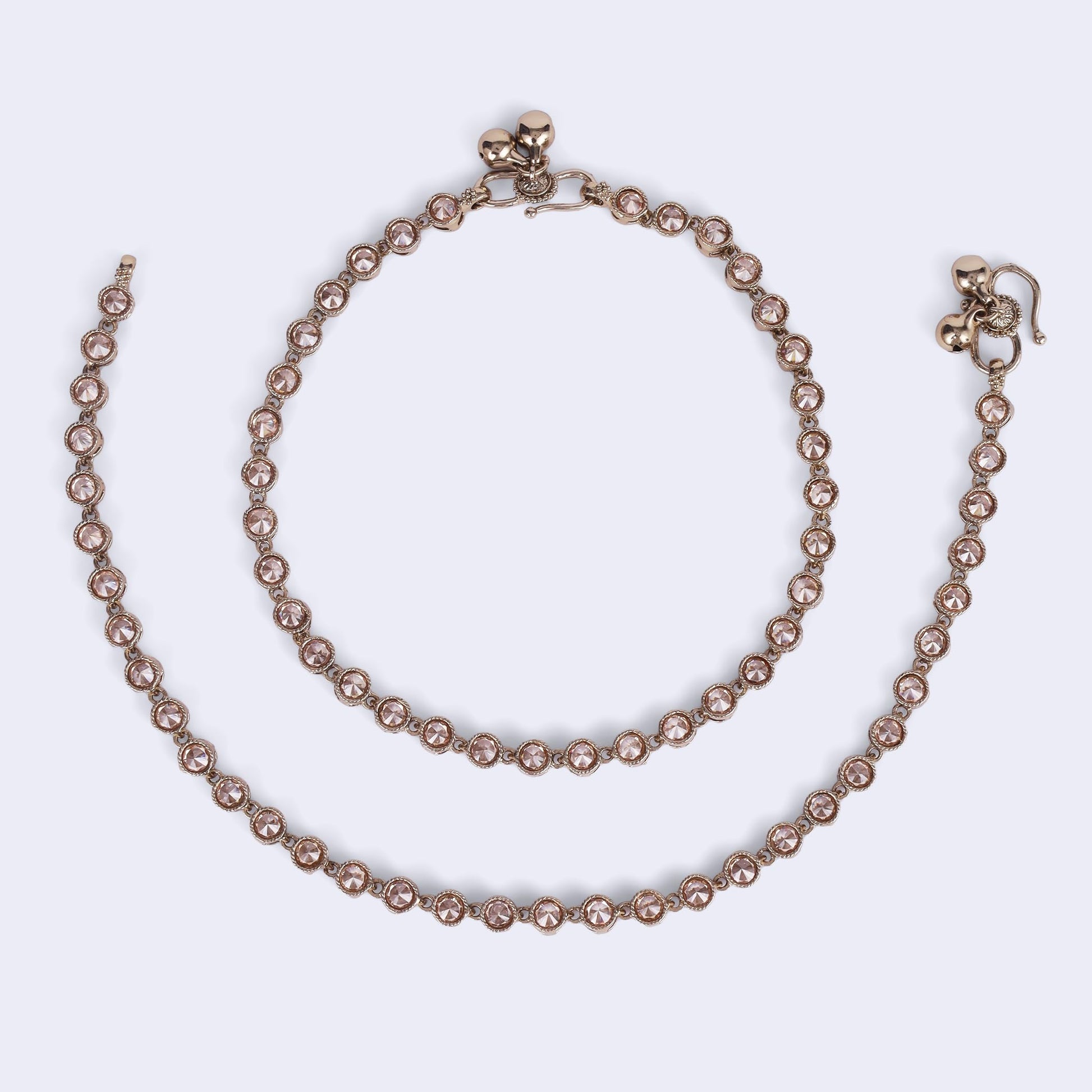 Saloni Fashion Jewellery Traditional Fascinating Round Shape Gold Plated Set of 2 Anklet(Payal) For Women