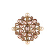 Saloni Fashion Jewellery Round and Flower Design Gold Plated Brass Adjustable Finger Ring For Women