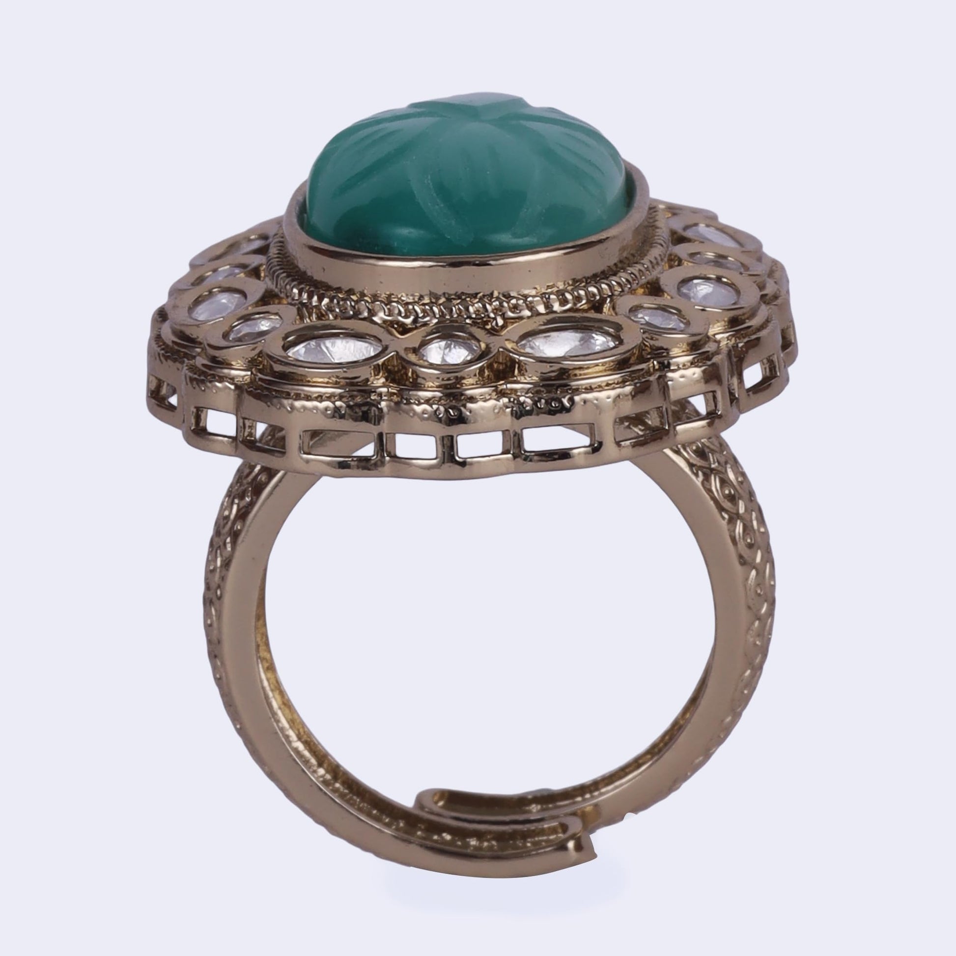 Saloni Fashion Jewellery Desirable Round Shape Gold Plated Adjustable Finger Ring For Women and Girls