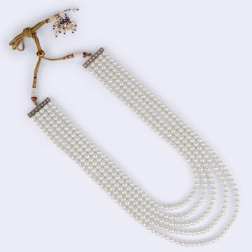 Saloni Fashion Jewellery Freshwater Small Pearl 5 Layered Gold Plated Moti Mala Necklace