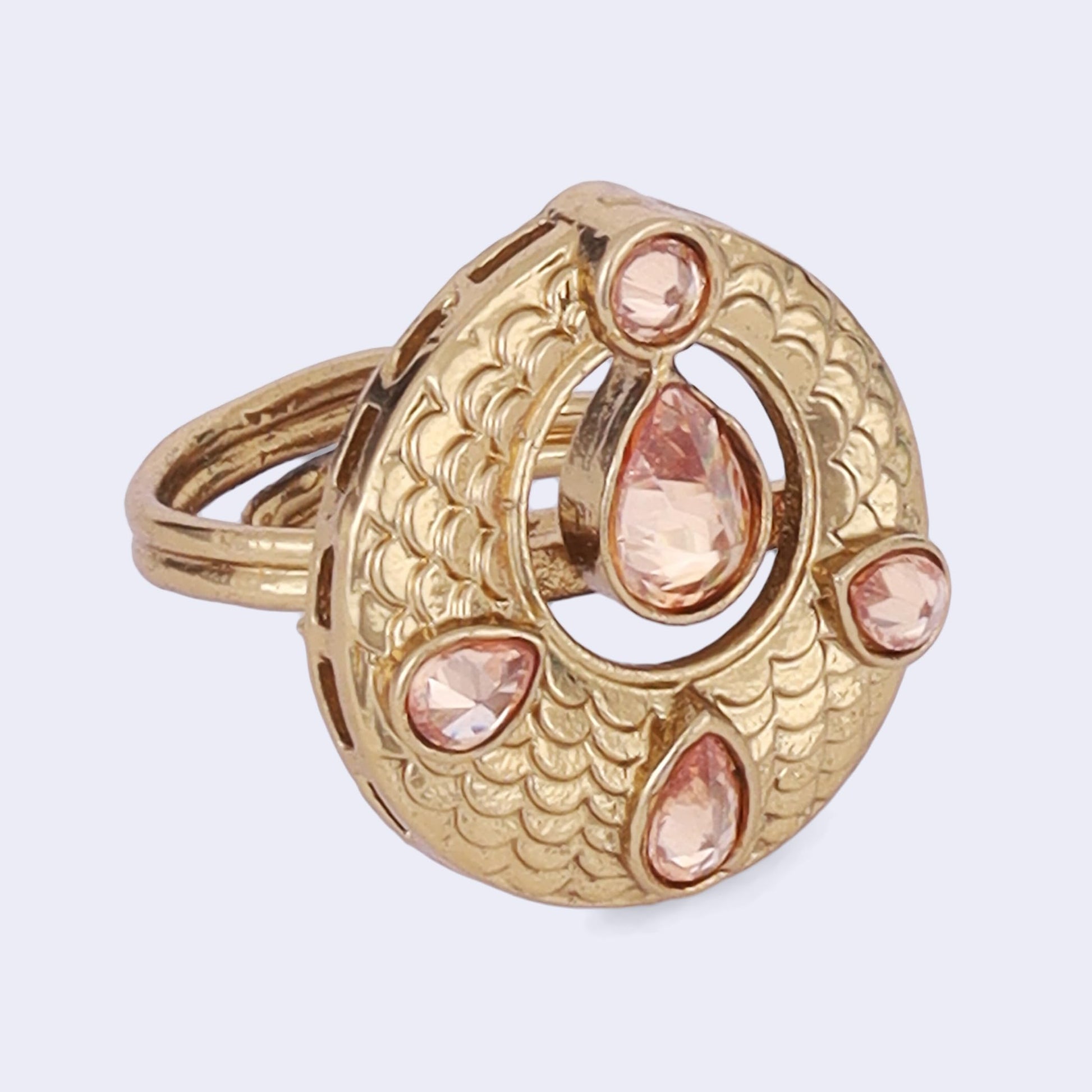 Saloni Fashion Jewellery Luxurious Round and Oval Shape Gold Plated Adjustable Finger Ring For Women