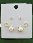 Saloni Fashion Jewellery Pretty Round Shape CZ Brass Gold Plated Set of 3 Combo Stud Earring For Women and Girls - view 4