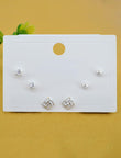 Saloni Fashion Jewellery Flowing Round Shape CZ Brass Silver Plated Set of 3 Combo Stud Earring For Women and Girls - view 4