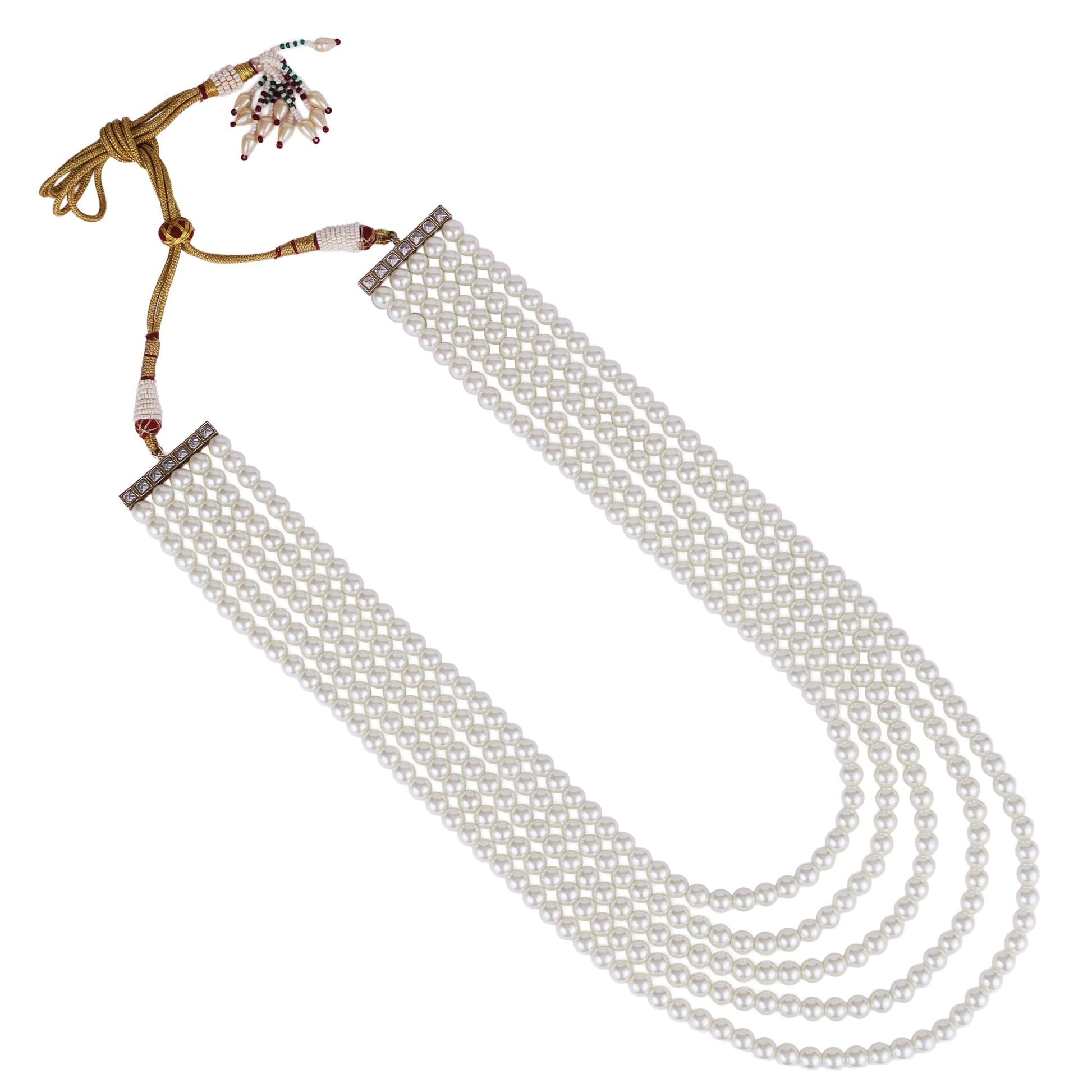 Saloni Fashion Jewellery Freshwater Small Pearl 5 Layered Gold Plated Moti Mala Necklace