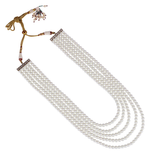 Saloni Fashion Jewellery Freshwater Small Pearl 5 Layered Gold Plated Moti Mala Necklace