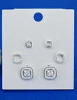 Saloni Fashion Jewellery Circle Shape CZ Brass Silver Plated Set of 3 Combo Stud Earring For Women and Girls - view 4