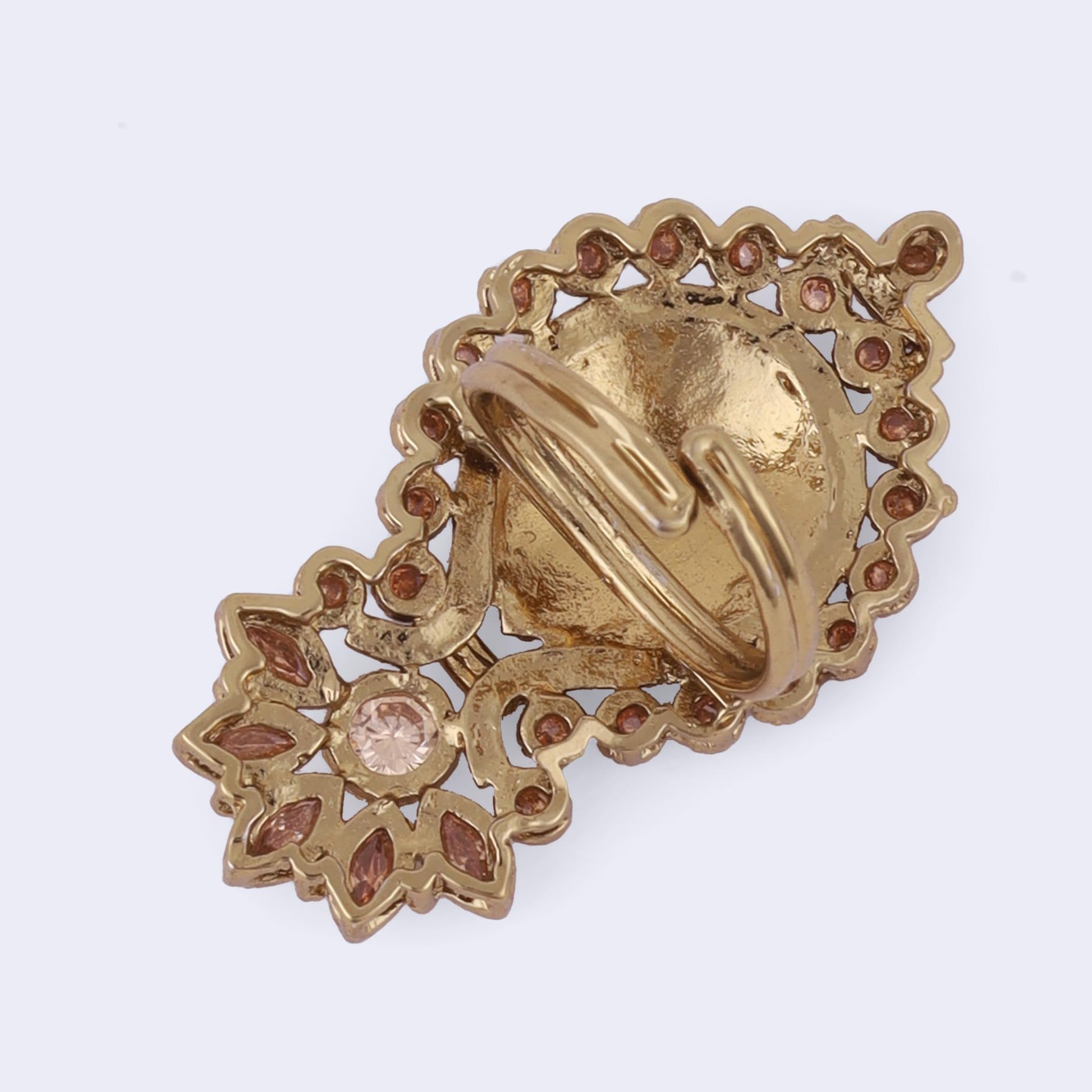 Saloni Fashion Jewellery Incredible Flower and Kalash Shape Gold Plated Adjustable Finger Ring For Women