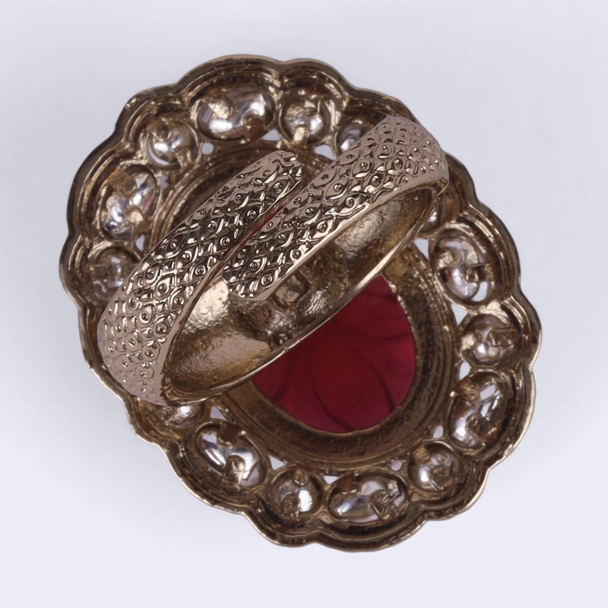 Saloni Fashion Jewellery Dazzling Round Shape Gold Plated Adjustable Finger Ring For Women and Girls