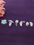 Saloni Fashion Jewellery Heart Shape CZ Brass Silver Plated Set of 3 Combo Stud Earring For Women and Girls - view 3