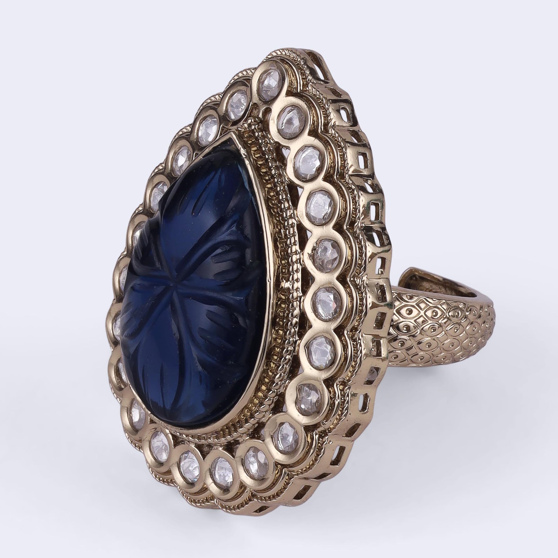 Saloni Fashion Jewellery Attractive Oval Shape Gold Plated Adjustable Finger Ring For Women and Girls