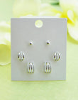 Saloni Fashion Jewellery Cuff Shape CZ Studded Combo of 3 Silver Plated Stud Earring For Women and Girls