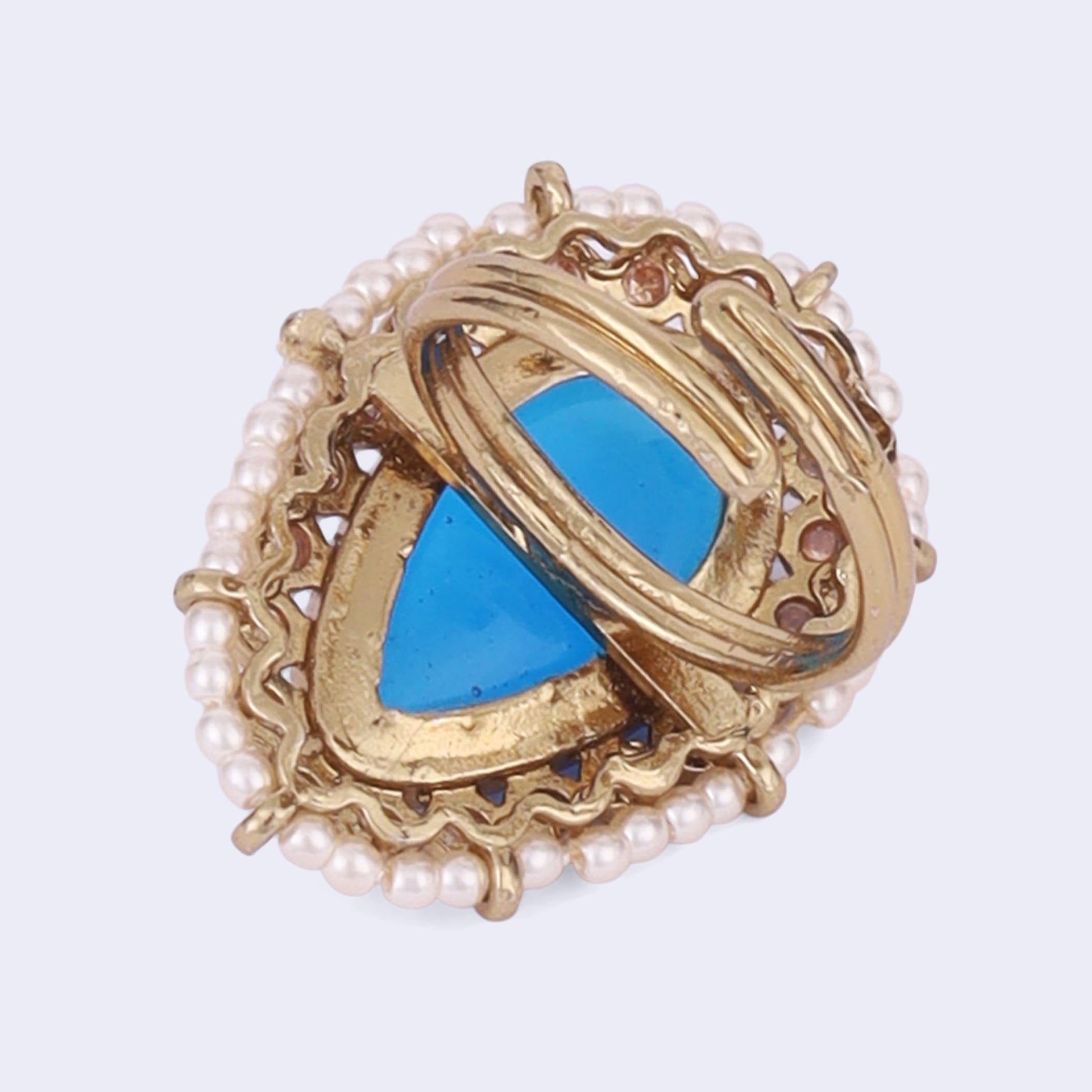 Saloni Fashion Jewellery Splendid Oval Shape Center Blue Stone Gold Plated Adjustable Finger Ring For Women