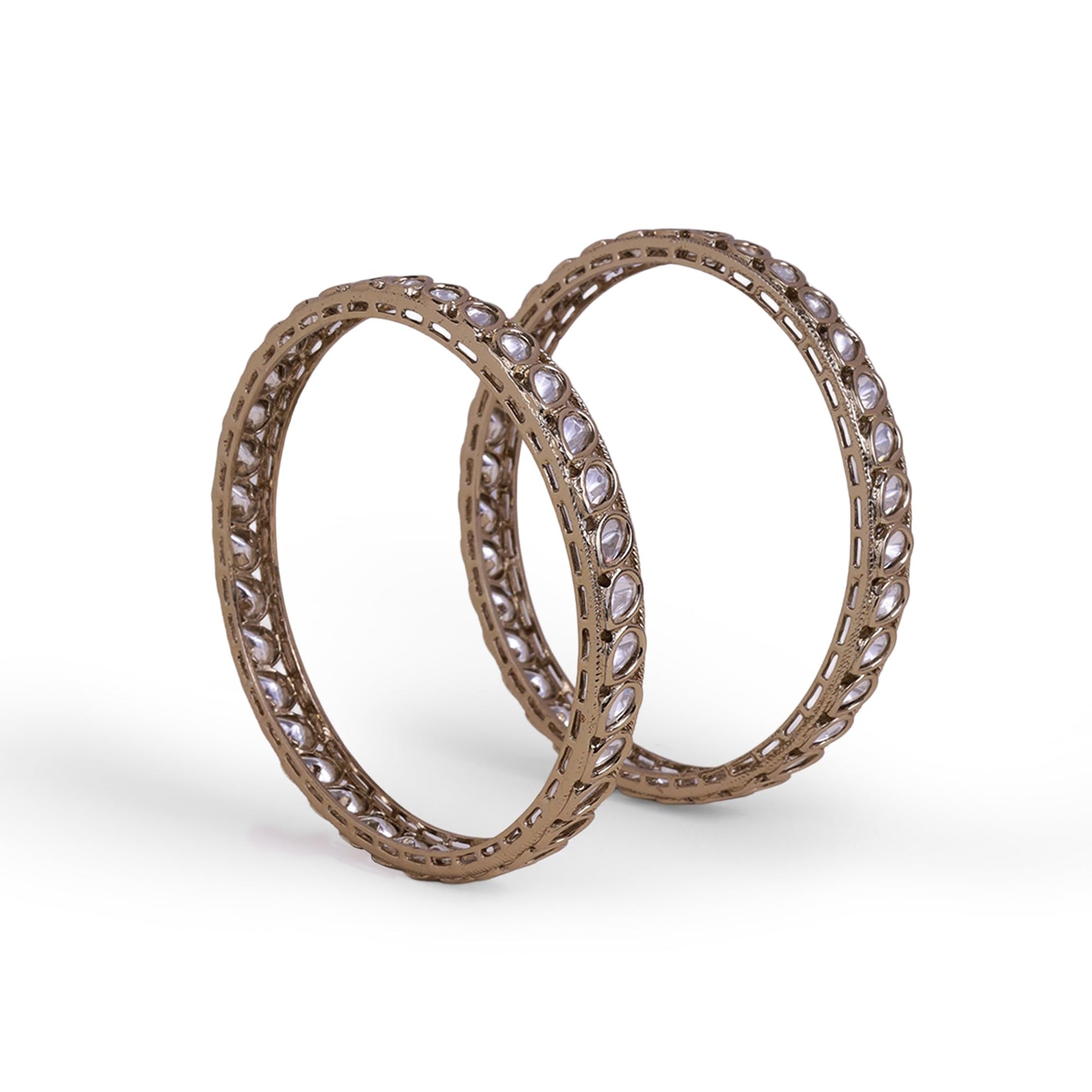 Saloni Fashion Jewellery Fabulous Oval Shape Stone Antique Gold Plated Set Of 2 Bangles For Women