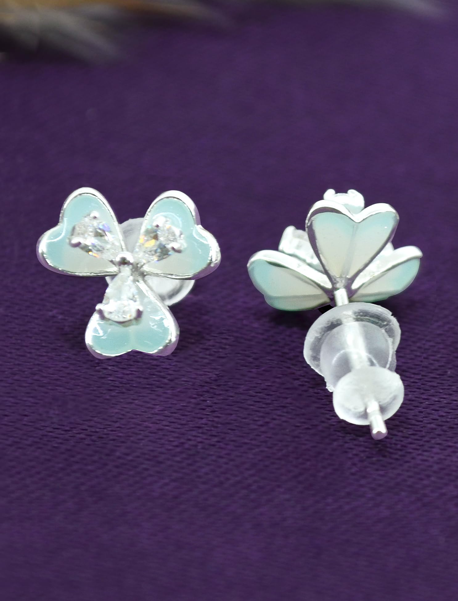 Saloni Fashion Jewellery Pleasing Flower Shape Pearl Brass Silver and Gold Plated Set of 3 Combo Stud Earring For Women and Girls