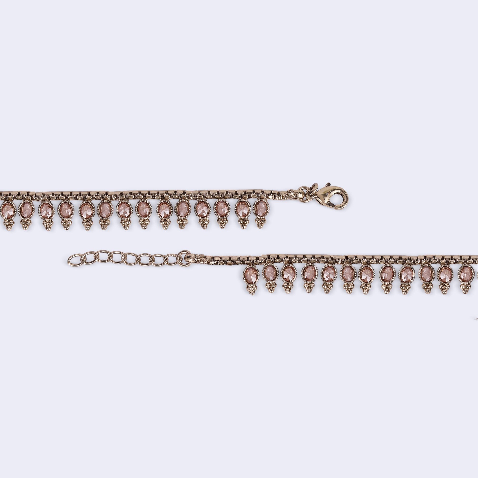 Saloni Fashion Jewellery Traditional Glimmery Oval Shape Gold Plated Set of 2 Anklet(Payal) For Women