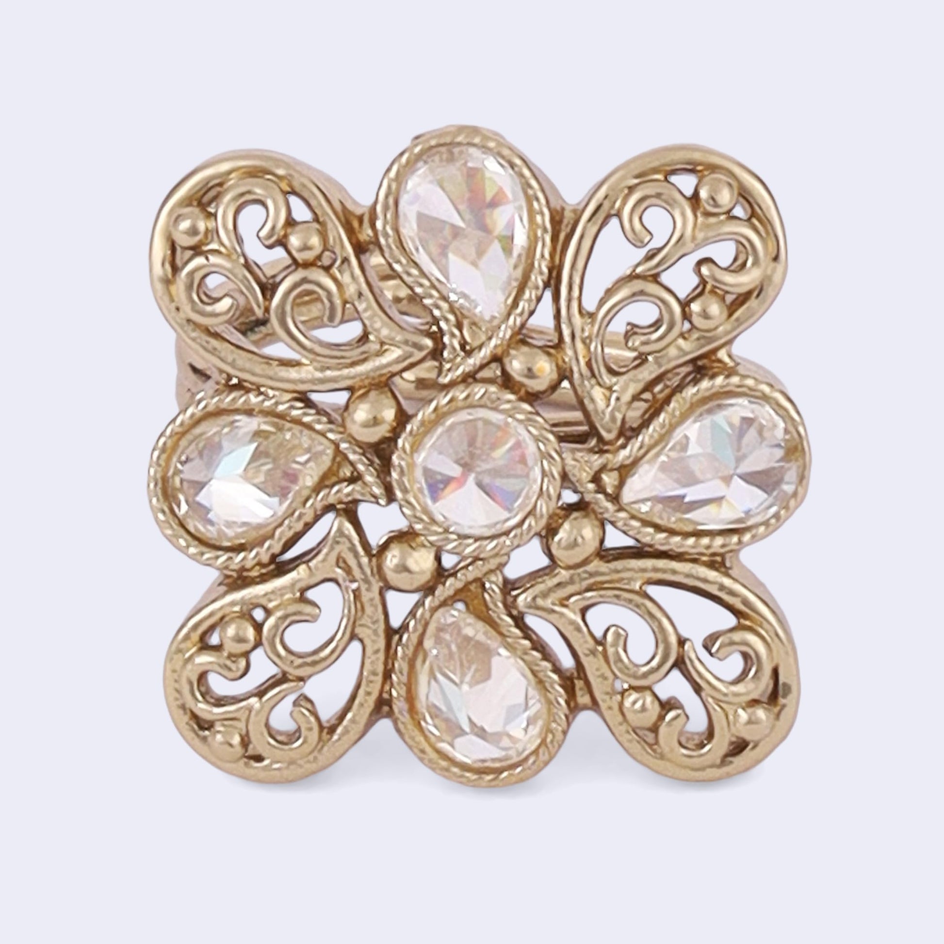 Saloni Fashion Jewellery Stylish Paisley Design Gold Plated Adjustable Finger Ring For Women