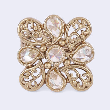 Saloni Fashion Jewellery Stylish Paisley Design Gold Plated Adjustable Finger Ring For Women