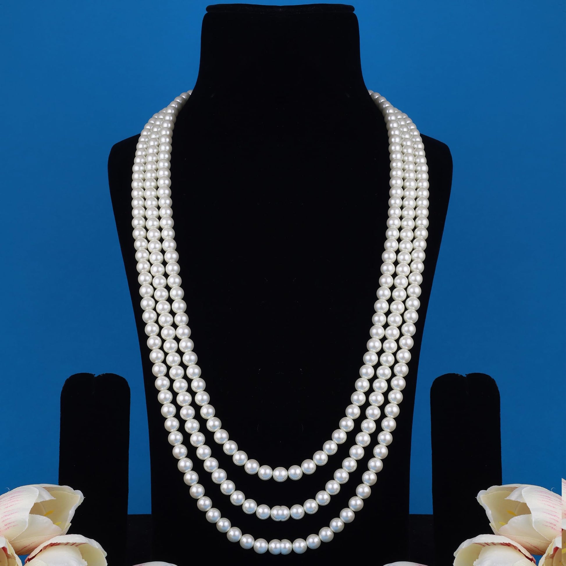 Saloni Fashion Jewellery Royal Pearl 3 Layered Gold Plated Moti Mala Necklace