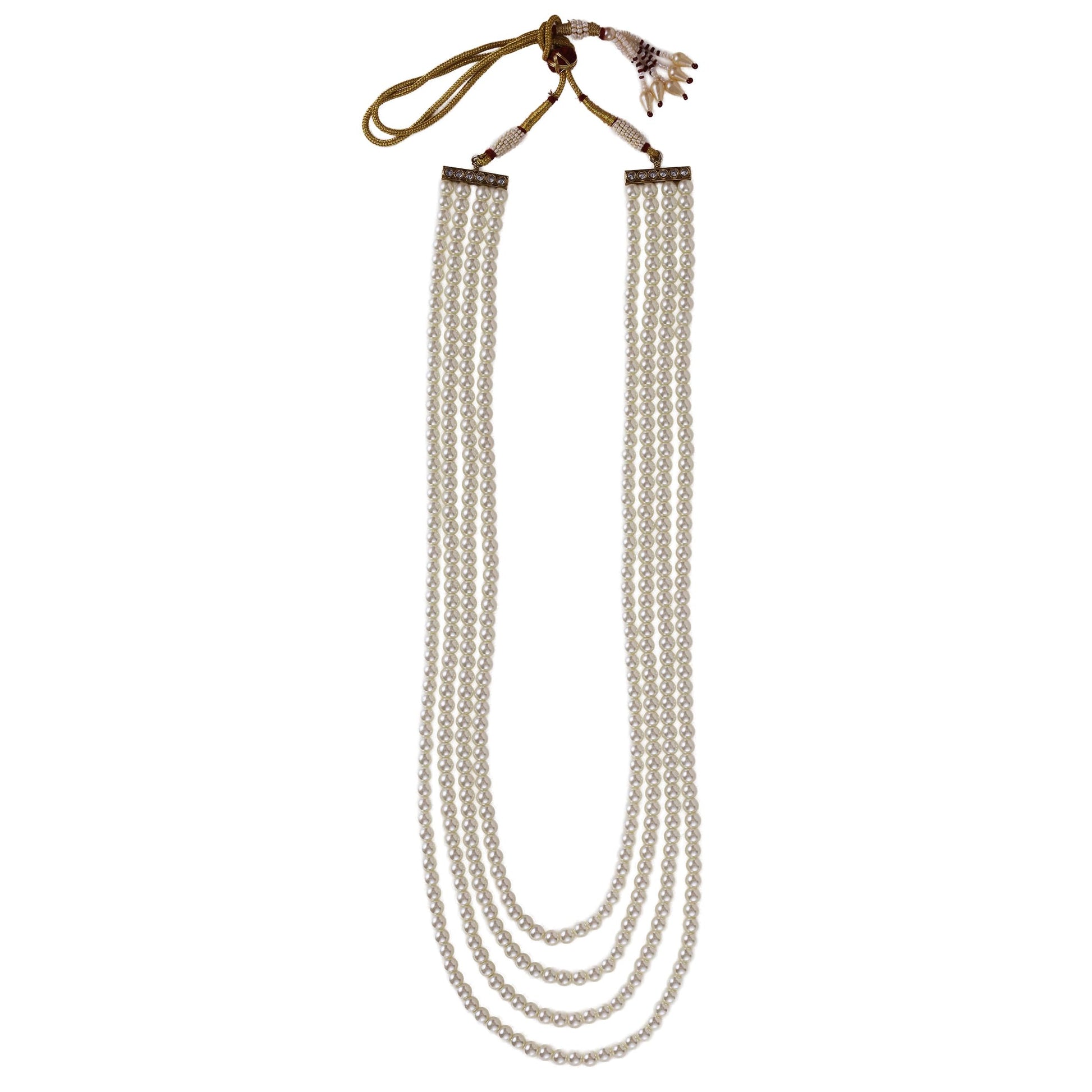 Saloni Fashion Jewellery Graceful Pearl 4 Layered Gold Plated Moti Mala Necklace