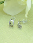 Saloni Fashion Jewellery Cuff Shape CZ Studded Combo of 3 Silver Plated Stud Earring For Women and Girls - view 4