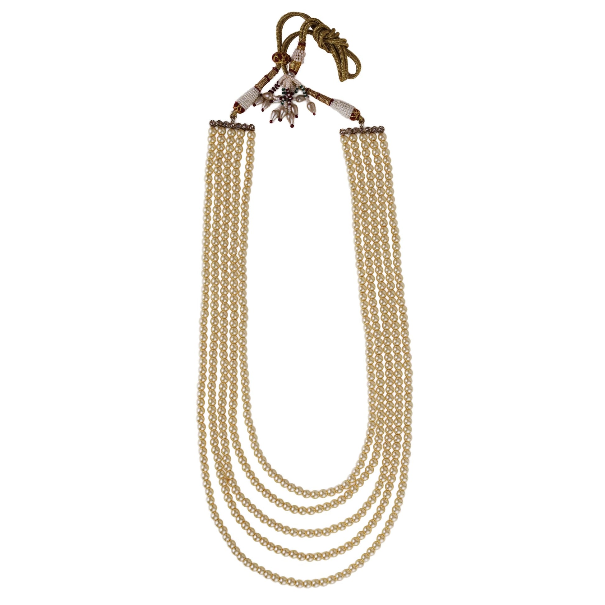 Saloni Fashion Jewellery Freshwater Pearl 5 Layered Gold Plated Moti Mala Necklace