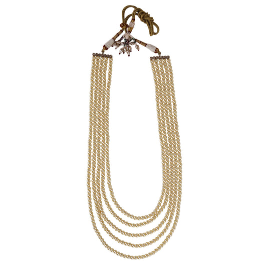 Saloni Fashion Jewellery Freshwater Pearl 5 Layered Gold Plated Moti Mala Necklace
