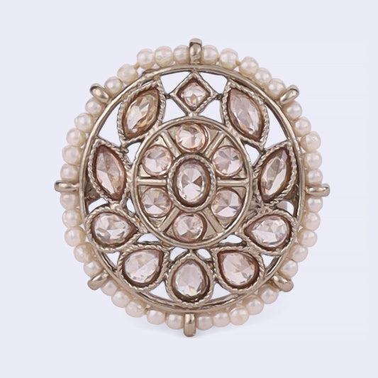 Saloni Fashion Jewellery Good-looking Oval Shape Gold Plated Adjustable Finger Ring For Women
