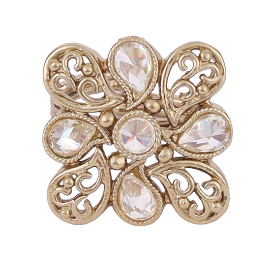Saloni Fashion Jewellery Stylish Paisley Design Gold Plated Adjustable Finger Ring For Women