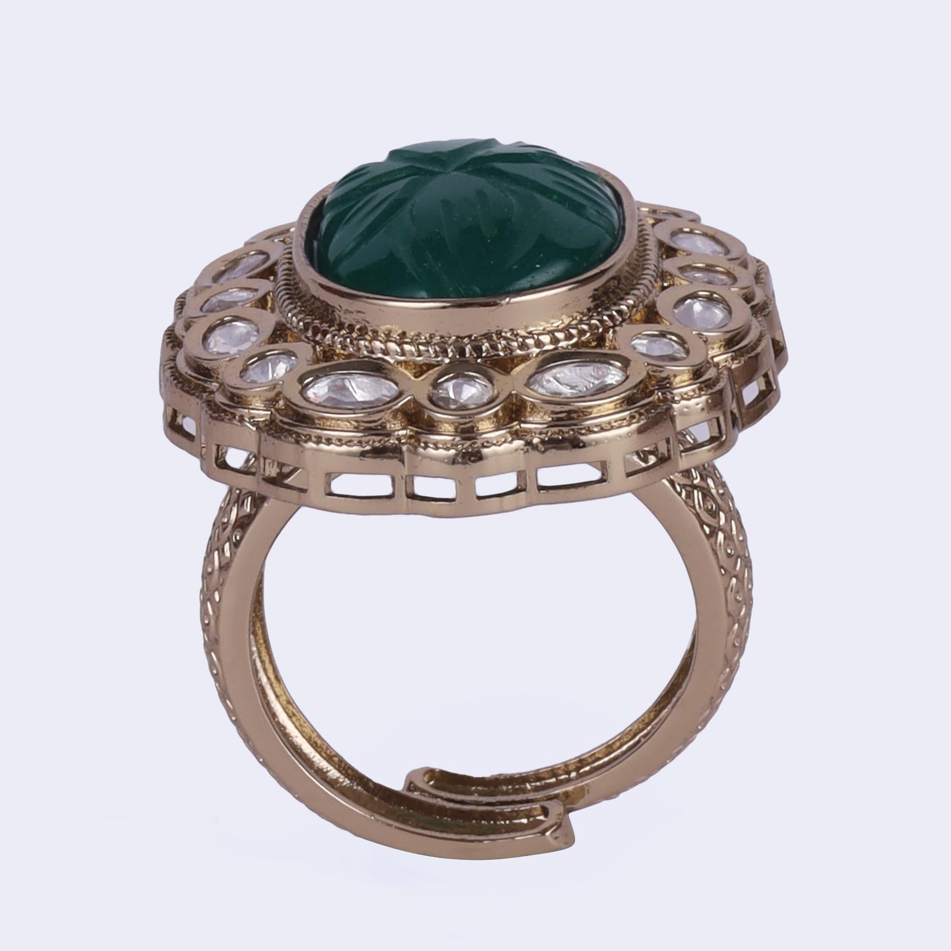 Saloni Fashion Jewellery Creative Round Shape Gold Plated Adjustable Finger Ring For Women and Girls