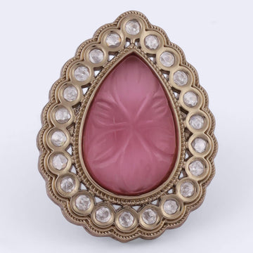 Saloni Fashion Jewellery Beautiful Oval Shape Gold Plated Adjustable Finger Ring For Women and Girls