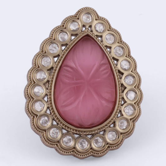 Saloni Fashion Jewellery Beautiful Oval Shape Gold Plated Adjustable Finger Ring For Women and Girls