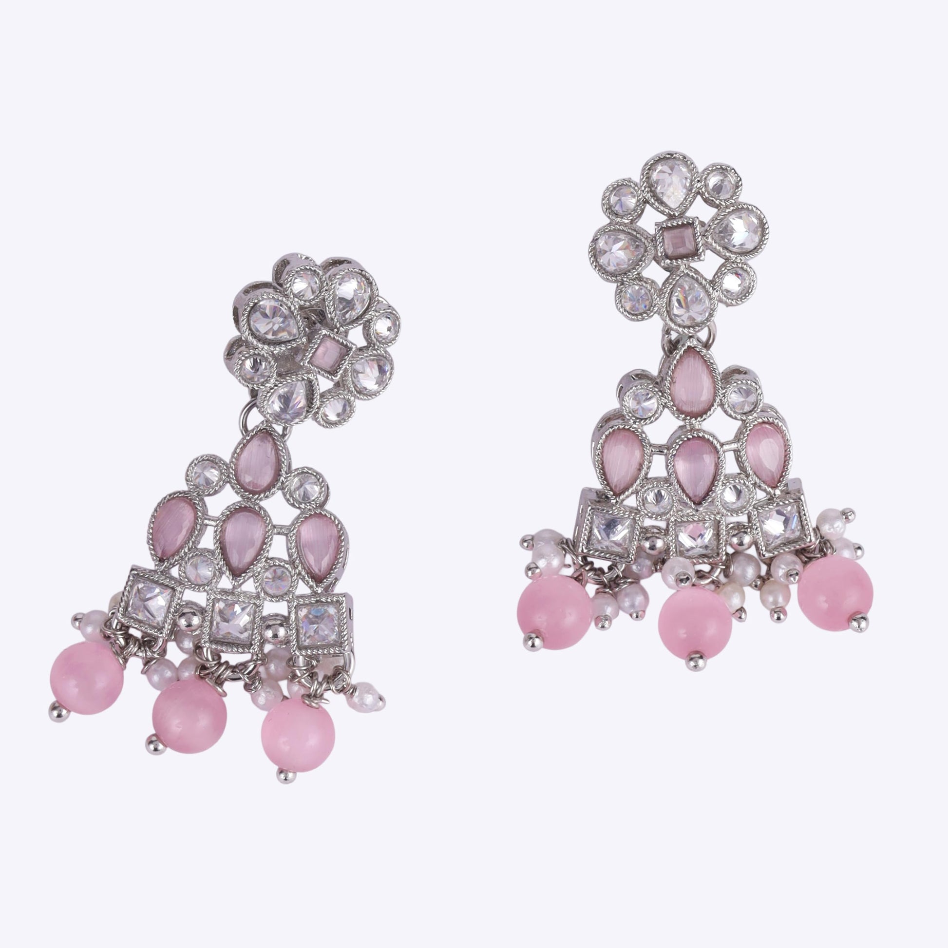 Saloni Fashion Jewellery Modern Round and Leaf Shape Silver Plated Dangle Earring For Women and Girls