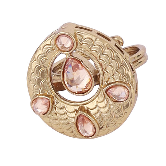Saloni Fashion Jewellery Luxurious Round and Oval Shape Gold Plated Adjustable Finger Ring For Women