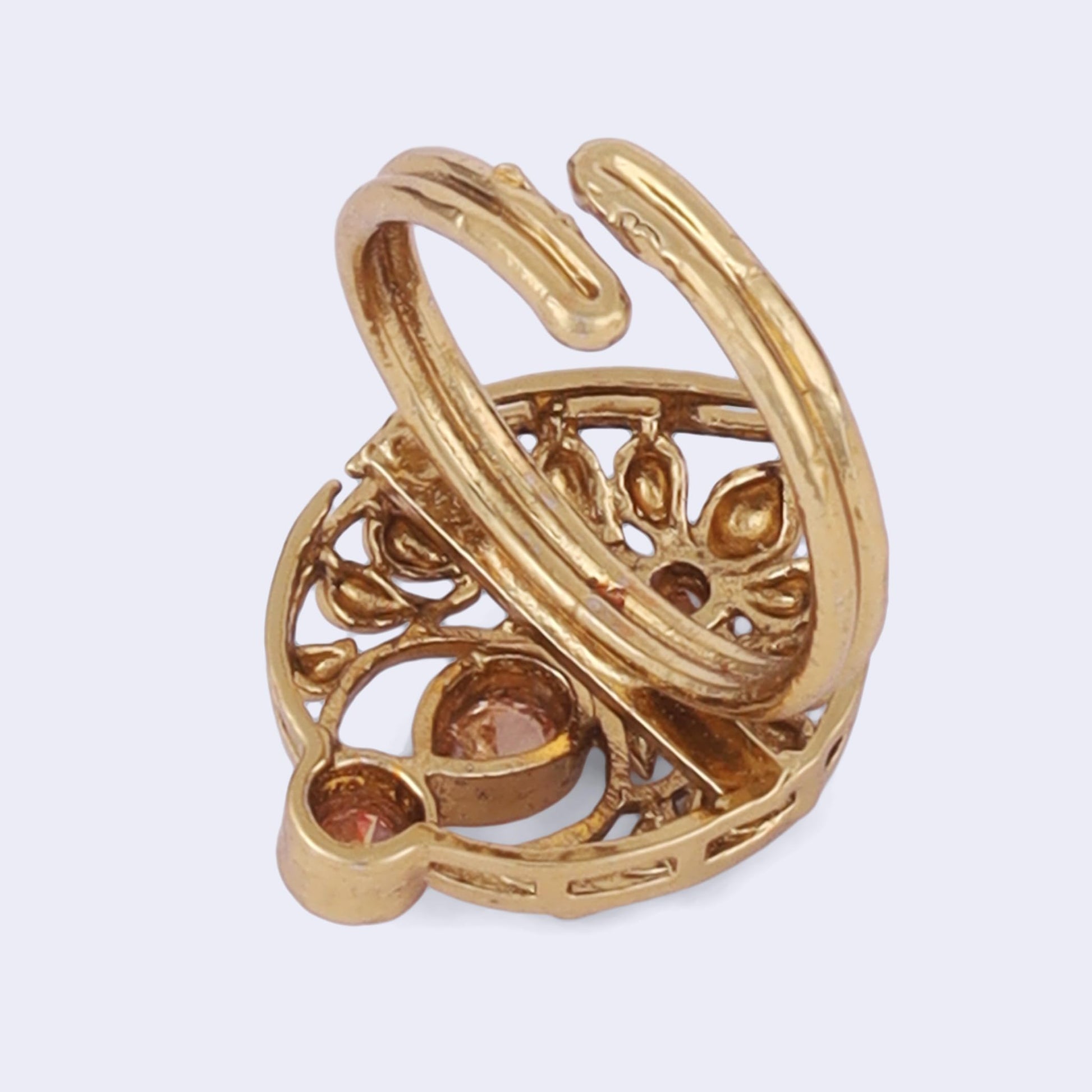 Saloni Fashion Jewellery Superb Flower and Oval Shape Gold Plated Adjustable Finger Ring For Women
