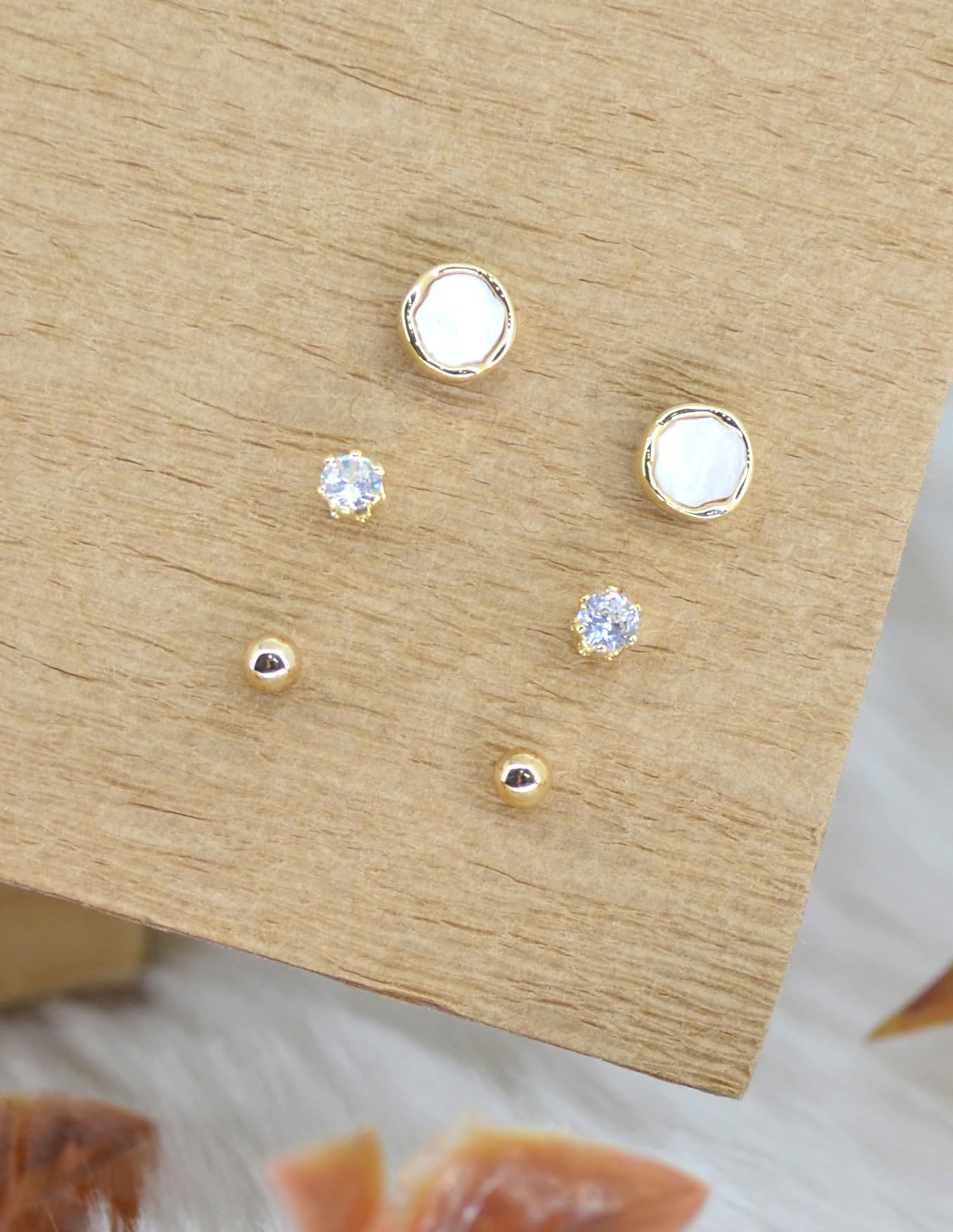 Saloni Fashion Jewellery Fine Round Shape Combo of 3 Gold Plated Stud Earring For Women and Girls