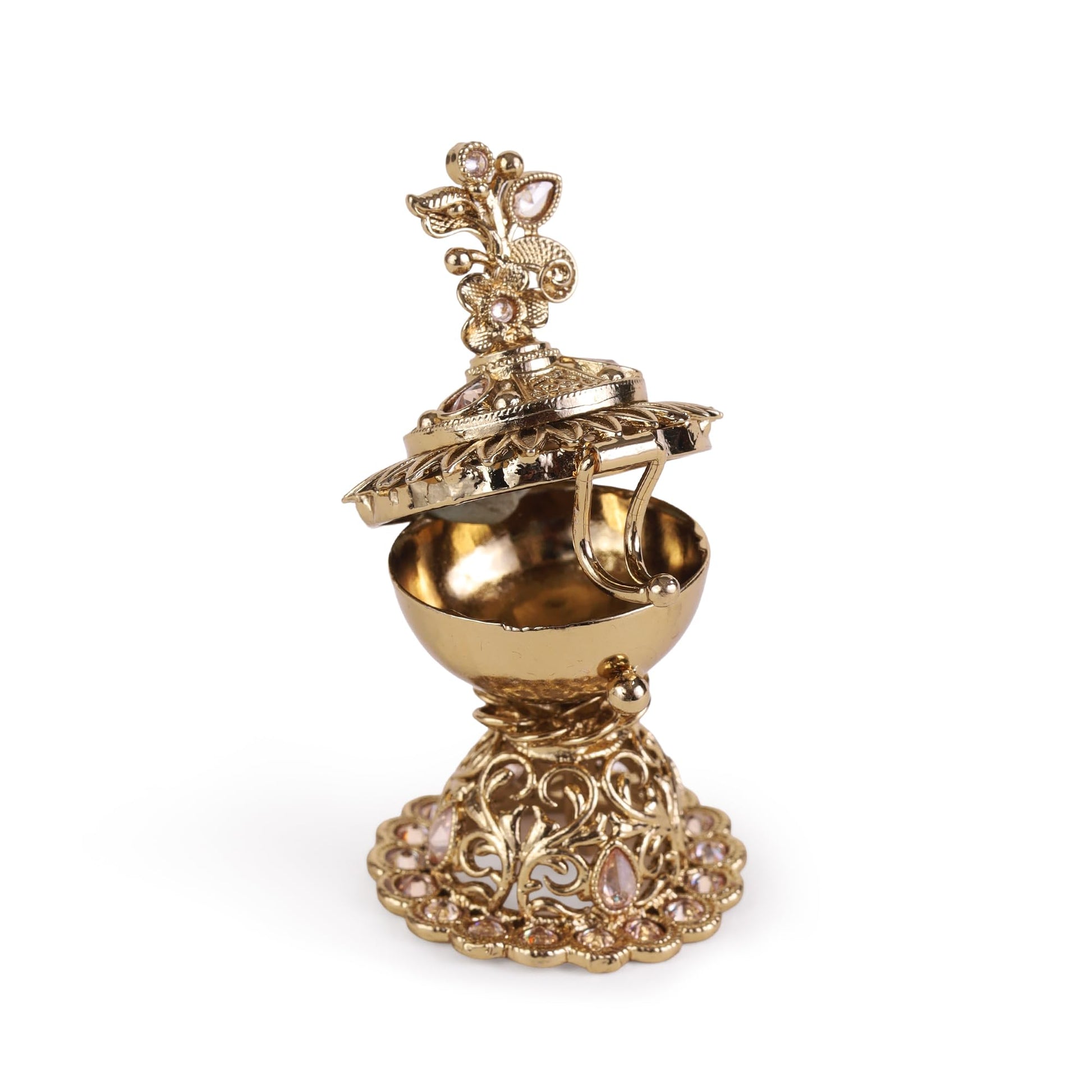 Saloni Fashion Jewellery Traditional Flower Design Gold Plated Brass Sindoor Dani/Dibbi For Women