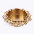 Saloni Fashion Jewellery Traditional Classy Leaf and Round Shape Brass Gold Plated White Stone Festival Decorative Deep / Diya - view 6