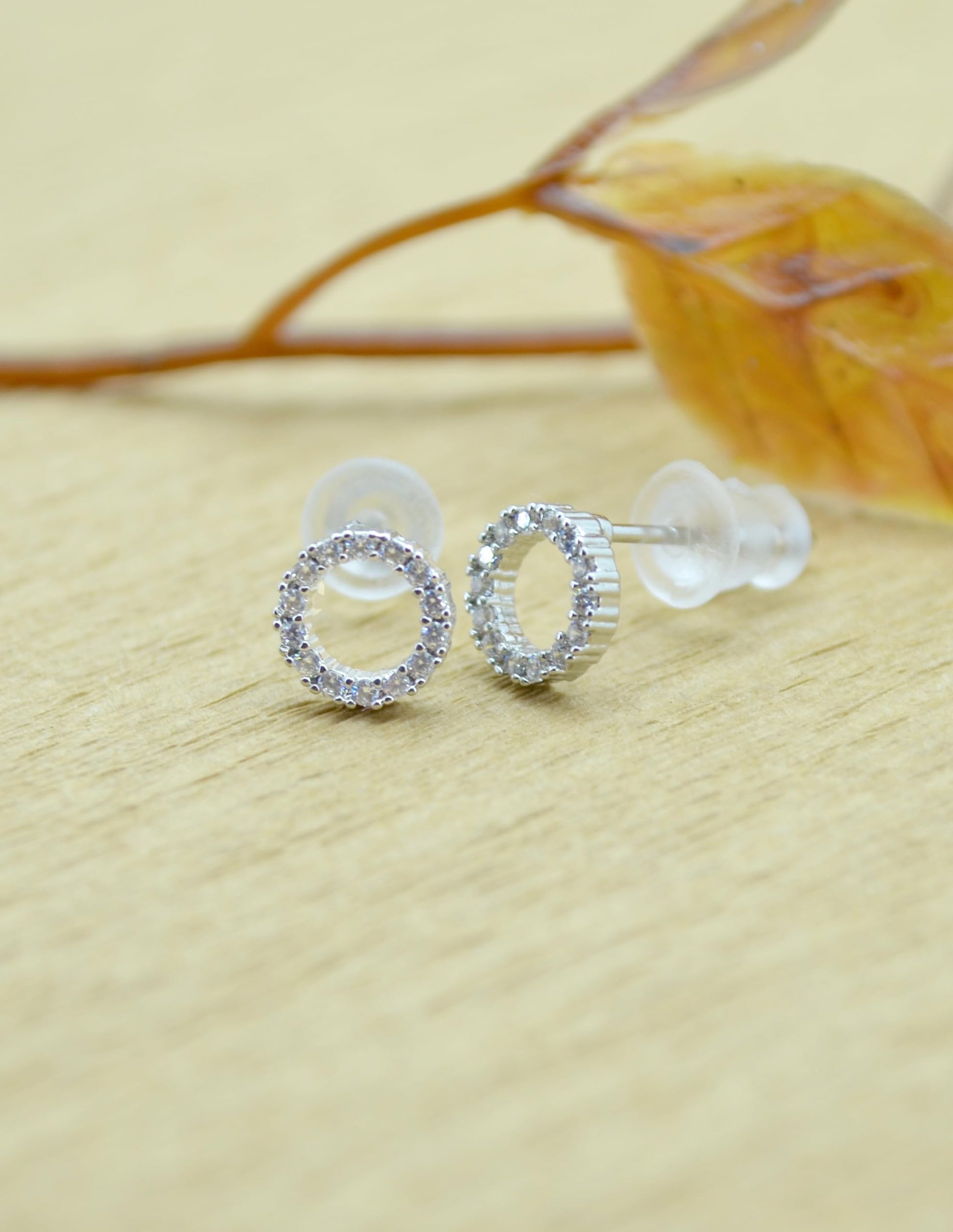 Saloni Fashion Jewellery Classy Round Shape CZ Studded Combo of 3 Silver Plated Stud Earring For Women and Girls