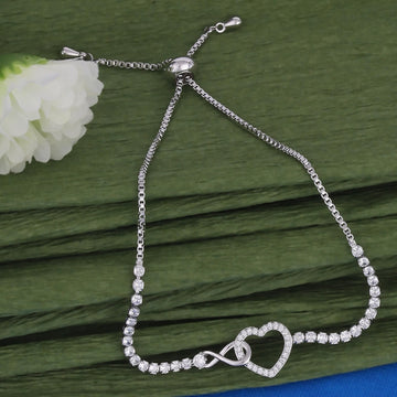 Saloni Fashion Jewellery Splendid Heart Shape Silver Plated Free Size Charm Bracelet For Women