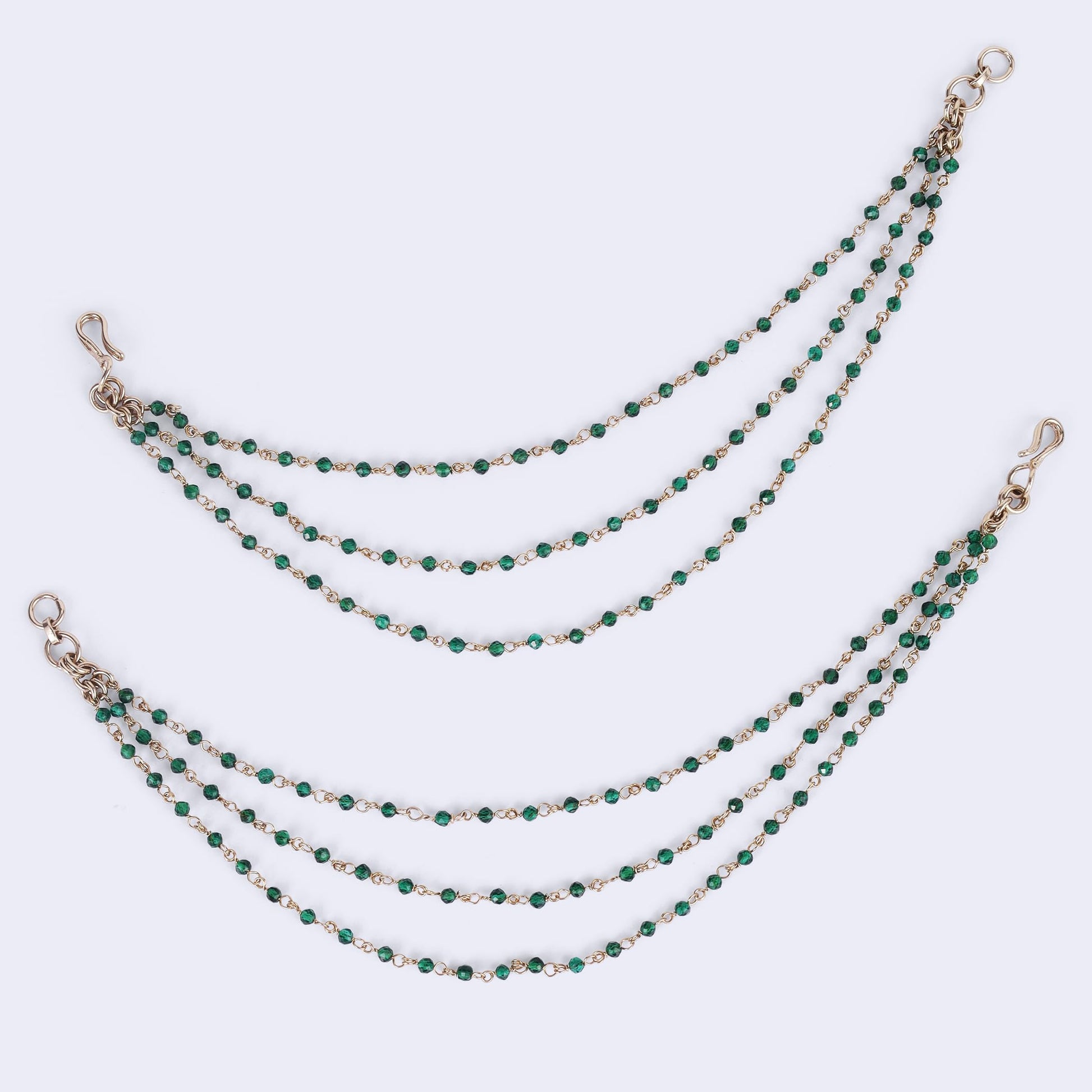 Saloni Fashion Jewellery Traditional Modish 3 String Long Chain Gold Plated Set of 2 Ear-Chain(Kaanchain) For Women