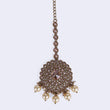 Saloni Fashion Jewellery Lavish Round and Flower Design Gold Plated Maang Tikka For Women and Girls - view 4