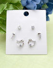 Saloni Fashion Jewellery Round and Fish Design Combo of 3 Silver Plated Stud Earring For Women and Girls - view 3