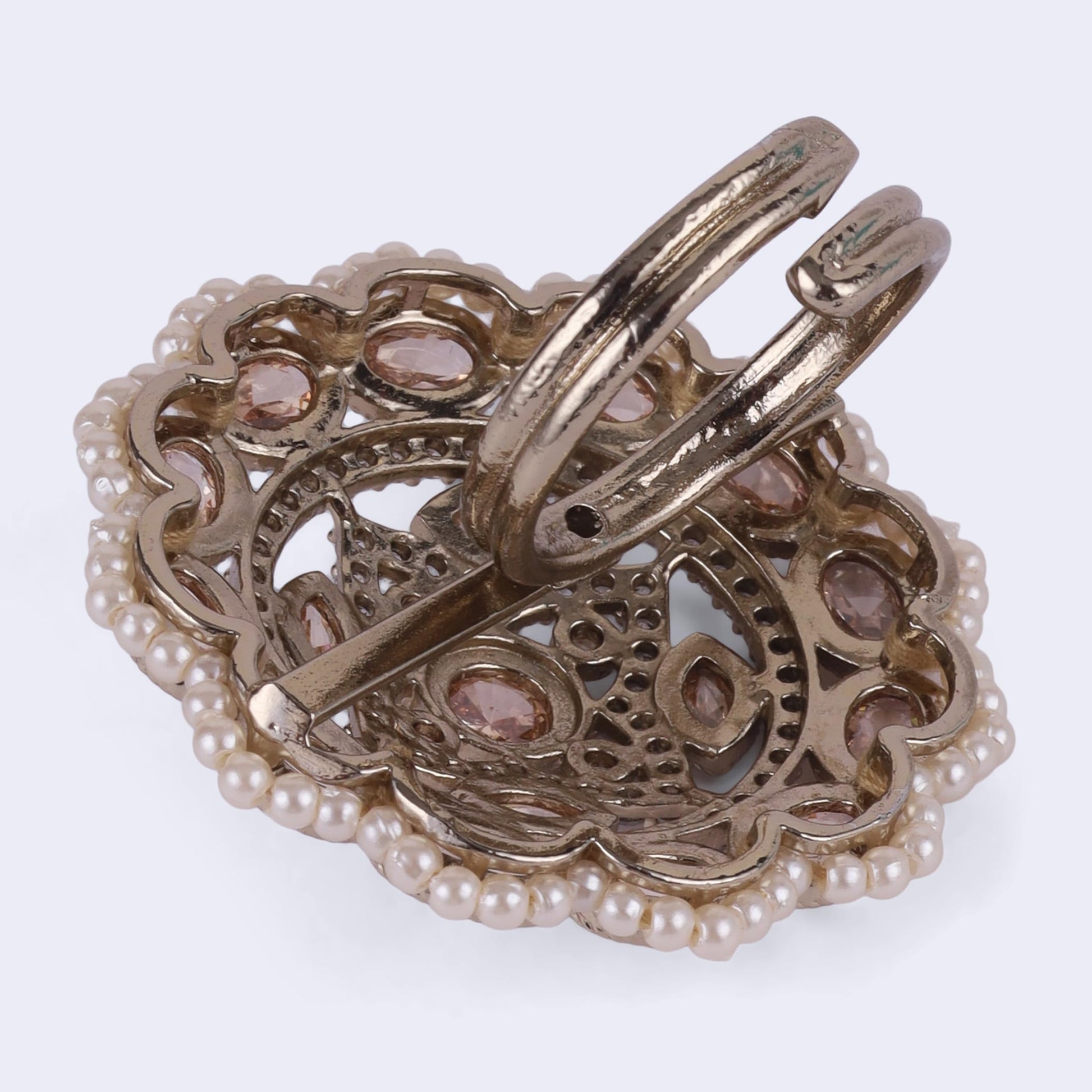 Saloni Fashion Jewellery Enchanting Round Shape Gold Plated Adjustable Finger Ring For Women and Girls