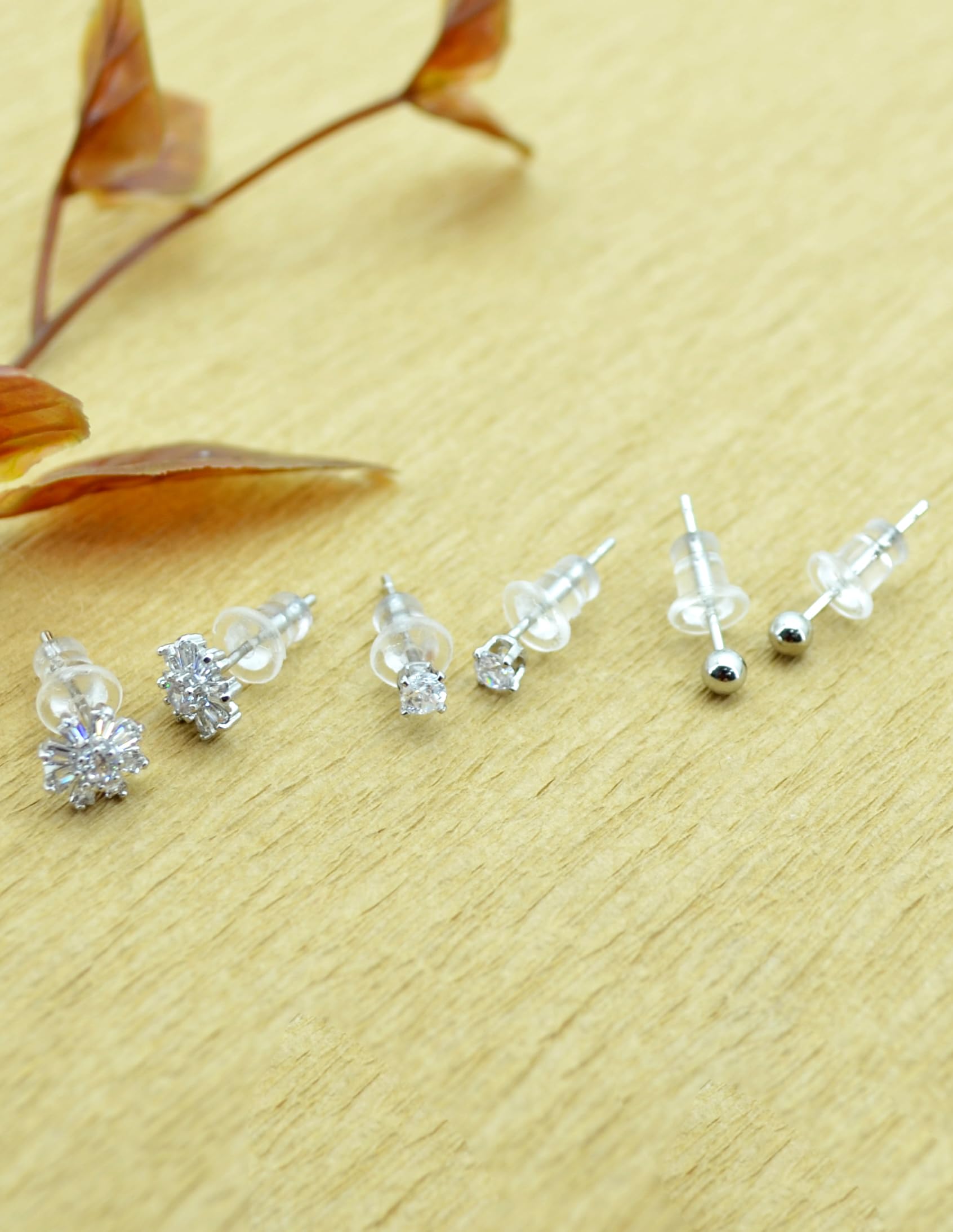 Saloni Fashion Jewellery Classy Flower Desing Combo of 3 Silver Plated Stud Earring For Women and Girls