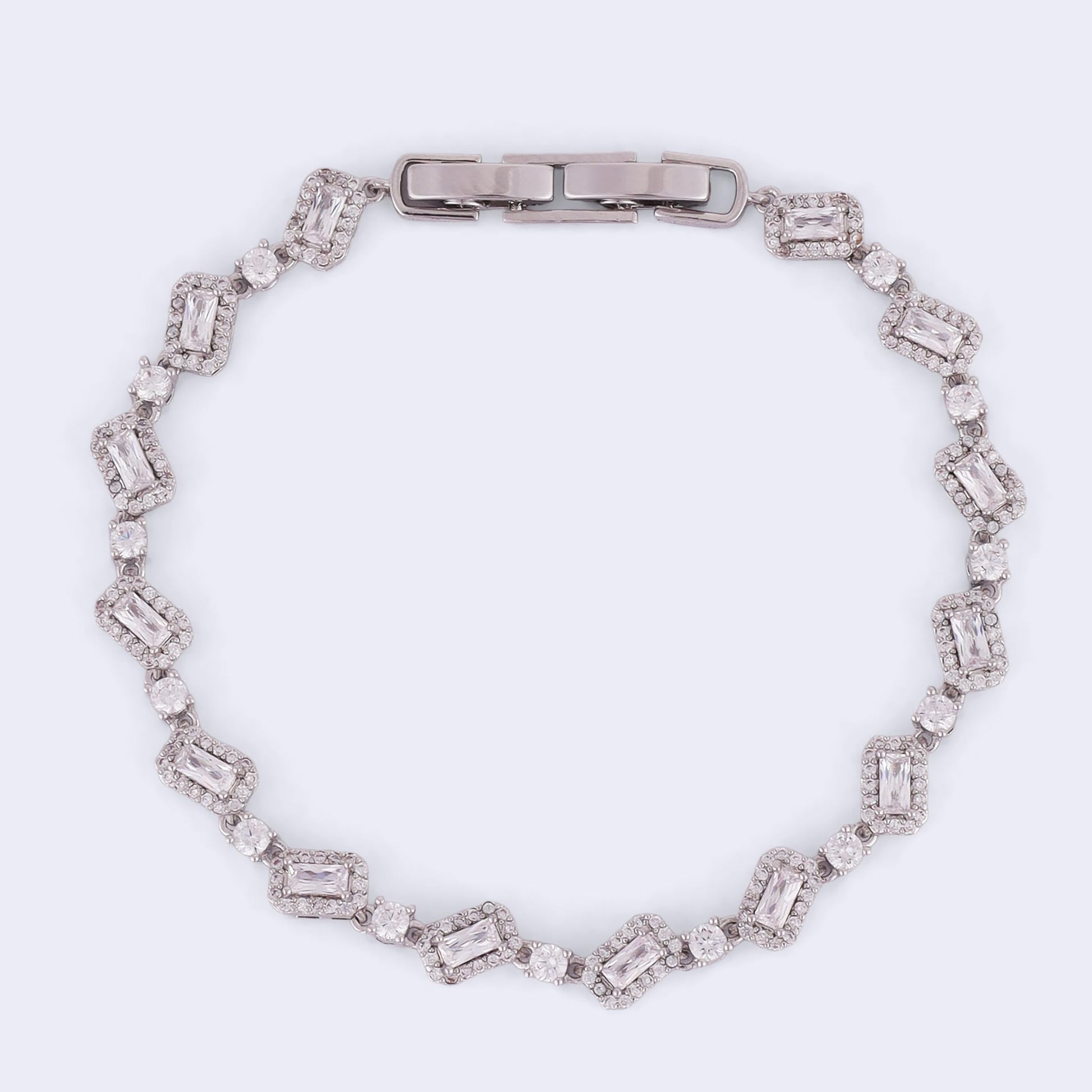 Saloni Fashion Jewellery Elegant Square Shape Silver Plated Free Size Charm Bracelet For Women